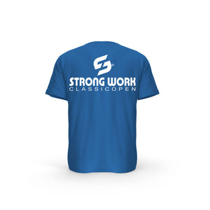 Strong Work New Classic Open organic cotton short sleeve T-shirt for men - ROYAL BLUE BACK VIEW