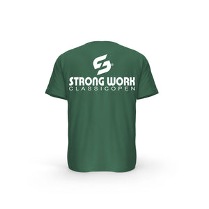 Strong Work New Classic Open organic cotton short sleeve T-shirt for women - BOTTLE GREEN BACK VIEW