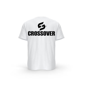 STRONG WORK SHORT SLEEVE T-SHIRT IN ORGANIC COTTON "CROSSOVER" FOR WOMEN - WHITE BACK VIEW