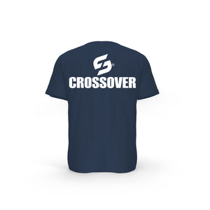 STRONG WORK SHORT SLEEVE T-SHIRT IN ORGANIC COTTON "CROSSOVER" FOR MEN - FRENCH NAVY BACK VIEW