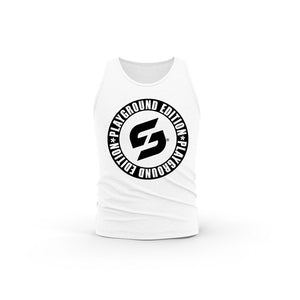 STRONG WORK PLAYGROUND EDITION ORGANIC COTTON TANK TOP FOR MEN - WHITE TANK TOP