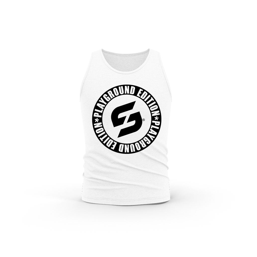 STRONG WORK PLAYGROUND EDITION ORGANIC COTTON TANK TOP FOR WOMEN - WHITE