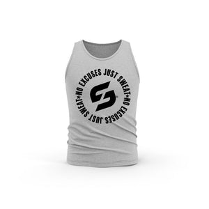 STRONG WORK NO EXCUSES JUST SWEAT ORGANIC COTTON TANK TOP FOR MEN - HEATHER GREY TANK TOP