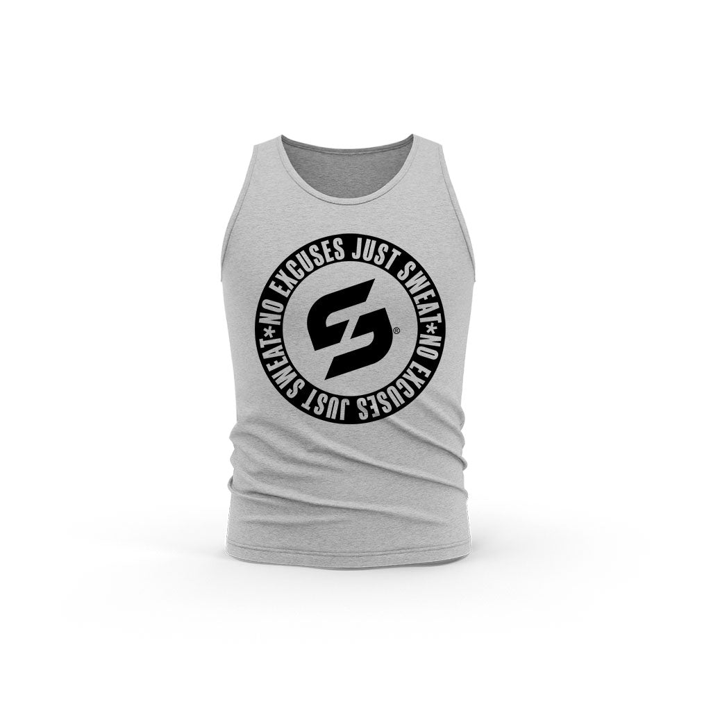STRONG WORK NO EXCUSES JUST SWEAT BLACK EDITION ORGANIC COTTON TANK TOP FOR WOMEN - HEATHER GREY