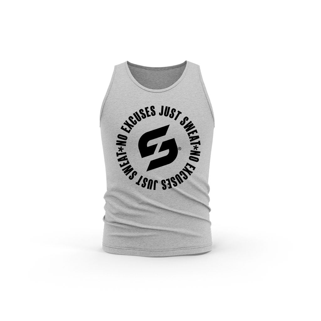 STRONG WORK NO EXCUSES JUST SWEAT ORGANIC COTTON TANK TOP FOR WOMEN - HEATHER GREY