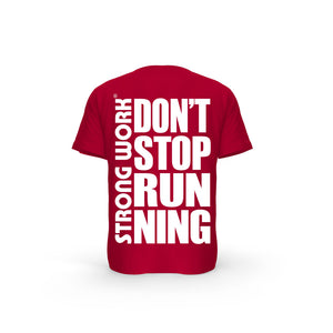 STRONG WORK SHORT SLEEVE T-SHIRT IN ORGANIC COTTON "DON'T STOP RUNNING" FOR MEN - RED BACK VIEW