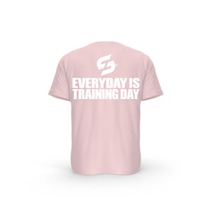 STRONG WORK SHORT SLEEVE T-SHIRT IN ORGANIC COTTON "EVERYDAY IS TRAINING DAY" FOR MEN - COTTON PINK BACK VIEW