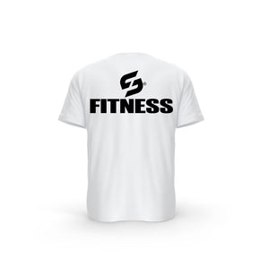 STRONG WORK SHORT SLEEVE T-SHIRT IN ORGANIC COTTON "FITNESS" FOR WOMEN - WHITE BACK VIEW