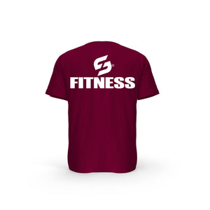 STRONG WORK SHORT SLEEVE T-SHIRT IN ORGANIC COTTON "FITNESS" FOR WOMEN - BURGUNDY BACK VIEW