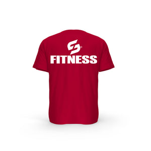 STRONG WORK SHORT SLEEVE T-SHIRT IN ORGANIC COTTON "FITNESS" FOR WOMEN - RED BACK VIEW