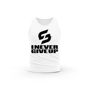 STRONG WORK TANK TOP IN ORGANIC COTTON "I NEVER GIVE UP" FOR WOMEN - WHITE