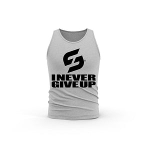 STRONG WORK TANK TOP IN ORGANIC COTTON "I NEVER GIVE UP" FOR WOMEN - HEATHER GREY