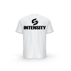 STRONG WORK SHORT SLEEVE T-SHIRT IN ORGANIC COTTON "INSPIRATION/INTENSITY" FOR MEN - WHITE BACK VIEW