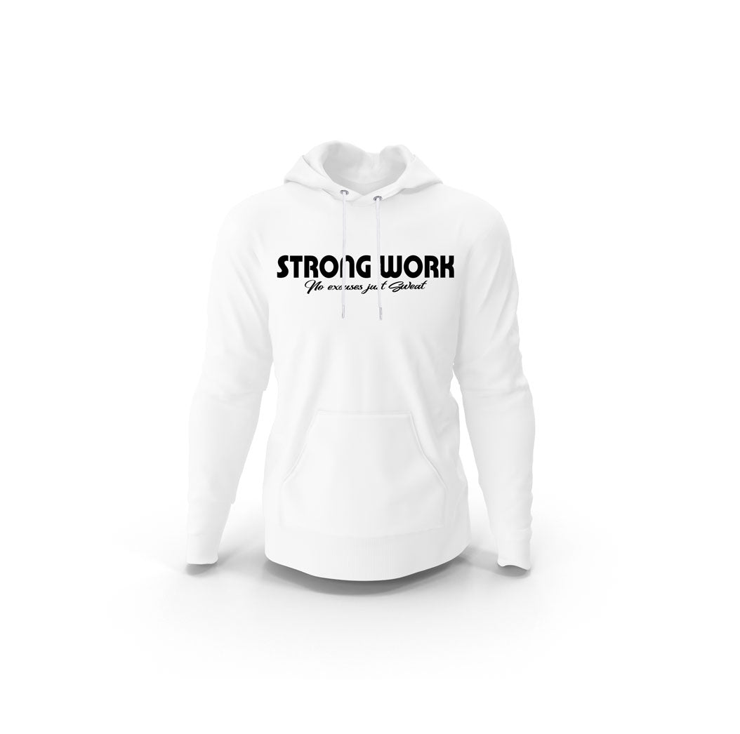 Strong Work Intensity organic cotton hooded sweatshirt for men - WHITE