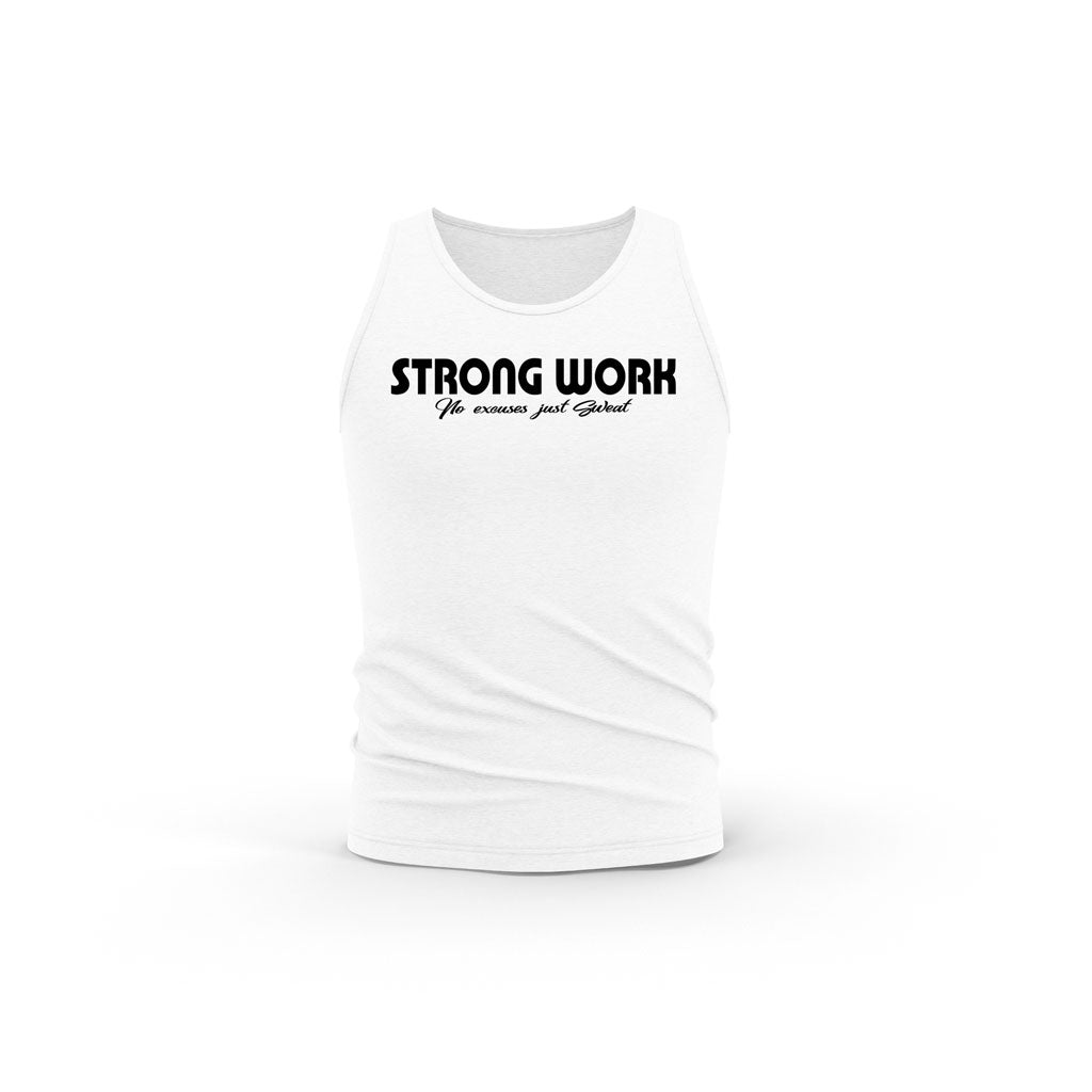 STRONG WORK INTENSITY ORGANIC COTTON TANK TOP FOR WOMEN - WHITE