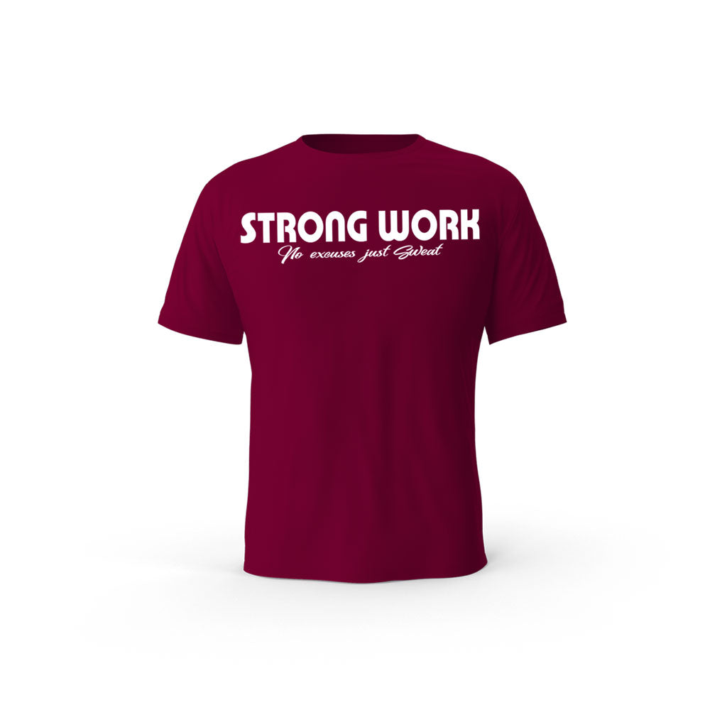 Strong Work Intensity organic cotton short sleeve T-shirt for men - BURGUNDY