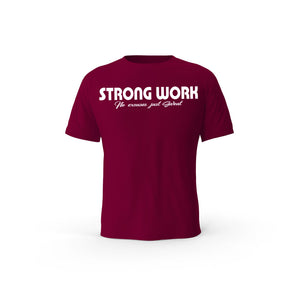 Strong Work Intensity organic cotton short sleeve T-shirt for men - BURGUNDY