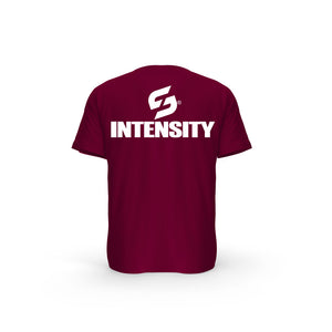 STRONG WORK SHORT SLEEVE T-SHIRT IN ORGANIC COTTON "INSPIRATION/INTENSITY" FOR MEN - BURGUNDY BACK VIEW