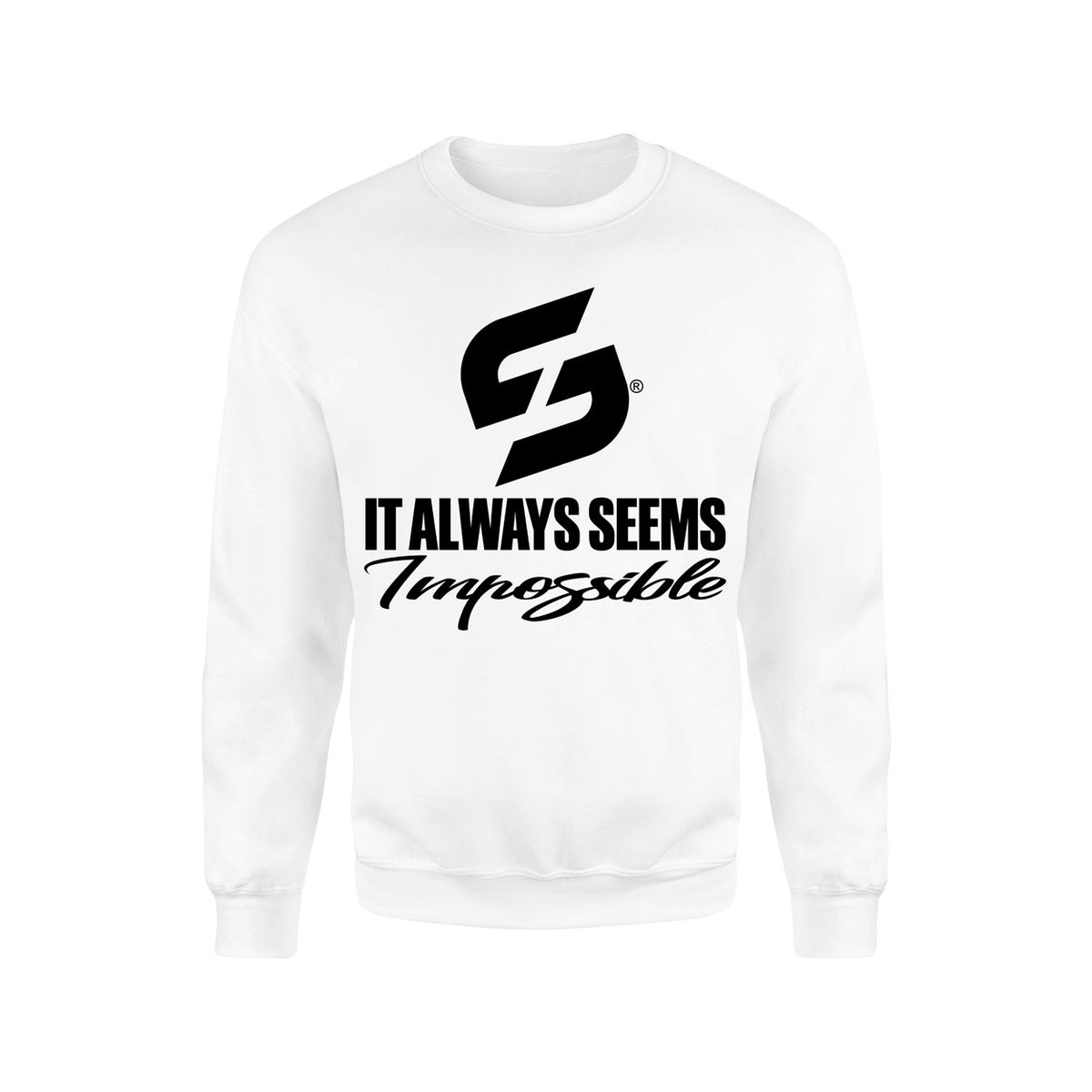STRONG WORK SWEATSHIRT IN ORGANIC COTTON "IT ALWAYS SEEMS IMPOSSIBLE UNTIL IT'S DONE" FOR WOMEN - WHITE
