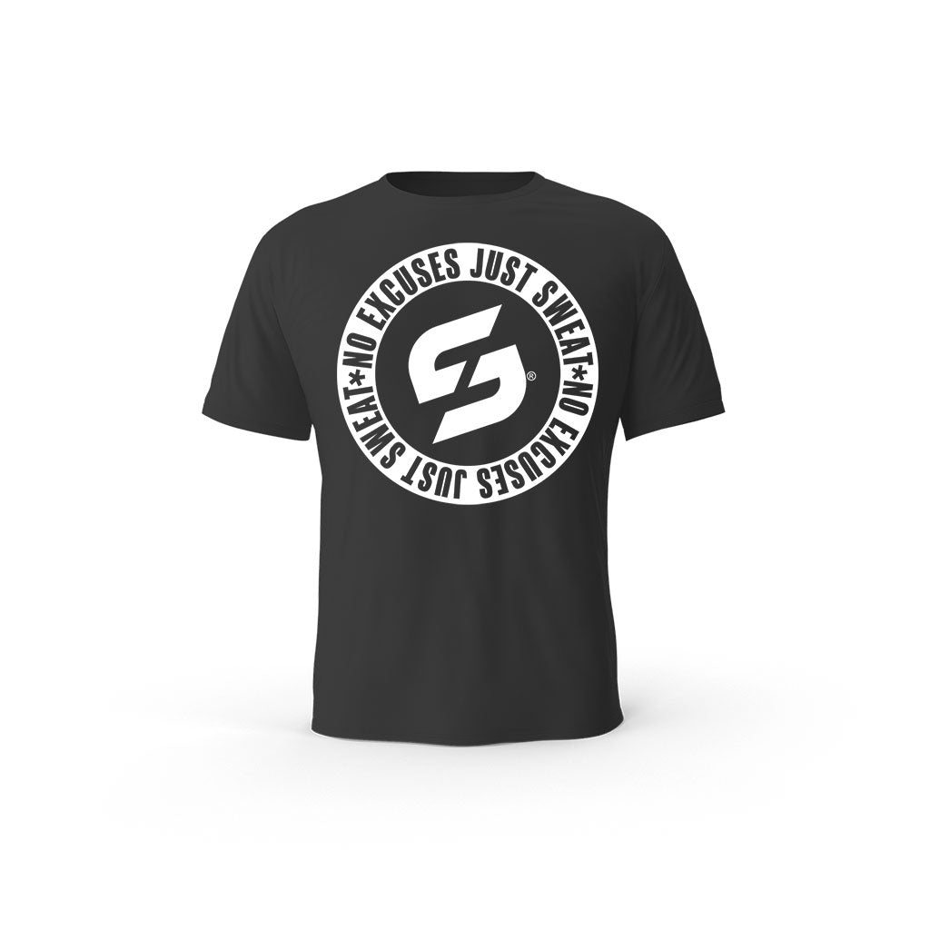 Strong Work No excuses just sweat Black Edition organic cotton short sleeve T-shirt for men - BLACK