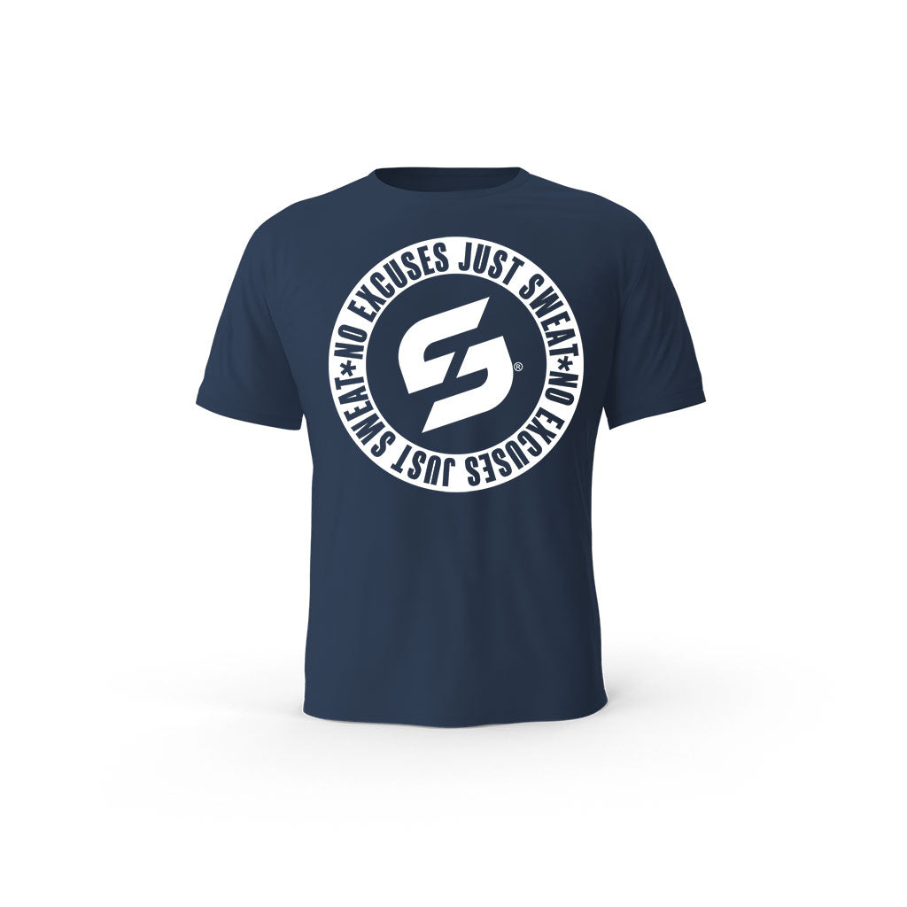 Strong Work No excuses just sweat Black Edition organic cotton short sleeve T-shirt for men - FRENCH NAVY