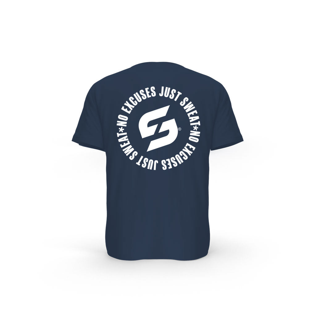 Strong Work Inspiration No excuses just Sweat organic cotton short sleeve T-shirt for men - FRENCH NAVY BACK VIEW