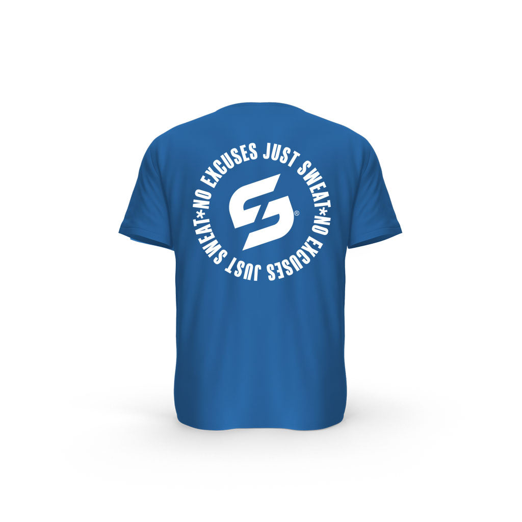 Strong Work Inspiration No excuses just Sweat organic cotton short sleeve T-shirt for women - ROYAL BLUE BACK VIEW