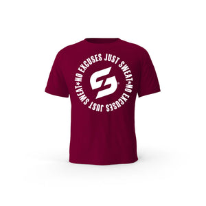 Strong Work No excuses just Sweat organic cotton short sleeve T-shirt for men - BURGUNDY