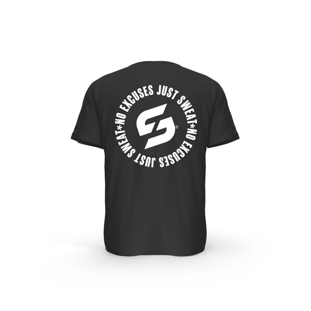 Strong Work Inspiration No excuses just Sweat organic cotton short sleeve T-shirt for women - BLACK BACK VIEW
