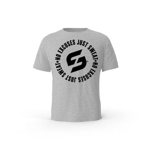 Strong Work No excuses just Sweat organic cotton short sleeve T-shirt for men - HEATHER GREY