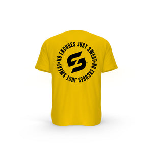 Strong Work Inspiration No excuses just Sweat organic cotton short sleeve T-shirt for women - SPECTRA YELLOW BACK VIEW