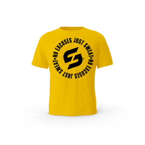 Strong Work No excuses just Sweat organic cotton short sleeve T-shirt for men - SPECTRA YELLOW