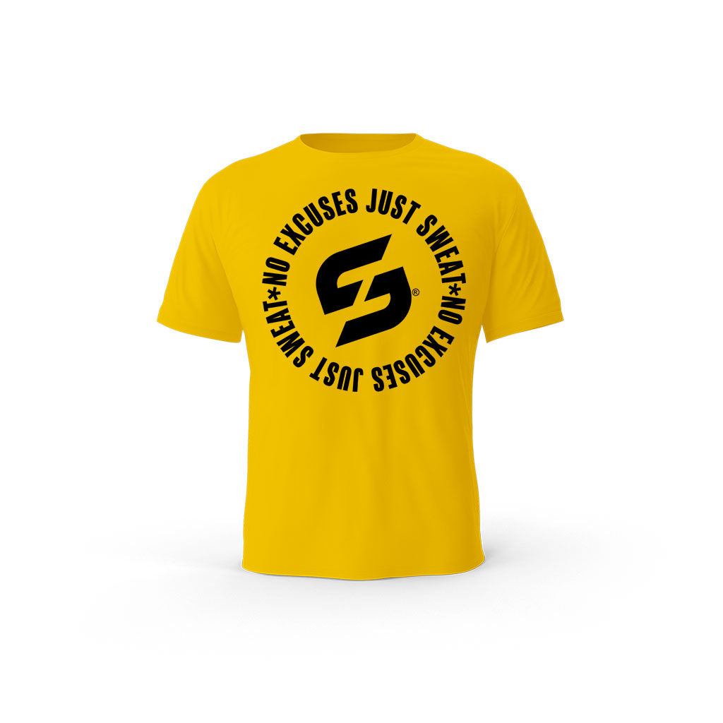 Strong Work No excuses just Sweat organic cotton short sleeve T-shirt for women - SPECTRA YELLOW
