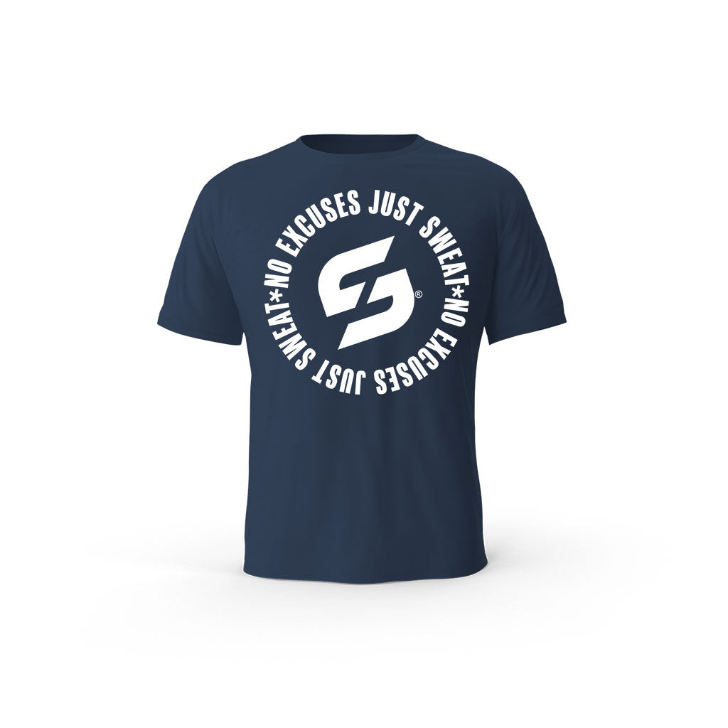 Strong Work No excuses just Sweat organic cotton short sleeve T-shirt for men - FRENCH NAVY