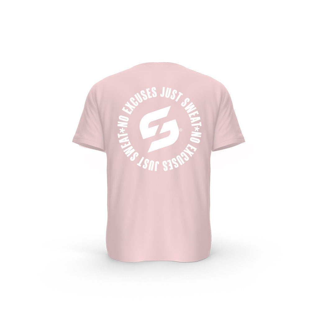 Strong Work Inspiration No excuses just Sweat organic cotton short sleeve T-shirt for men - COTTON PINK BACK VIEW