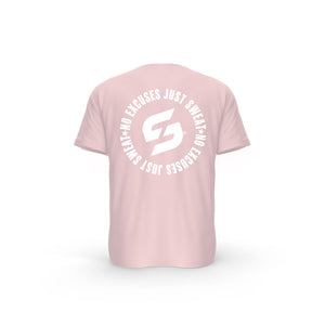 Strong Work Inspiration No excuses just Sweat organic cotton short sleeve T-shirt for men - COTTON PINK BACK VIEW