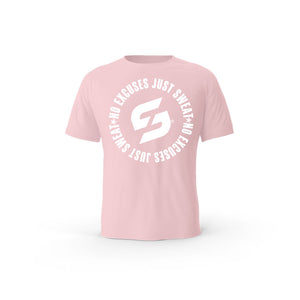 Strong Work No excuses just Sweat organic cotton short sleeve T-shirt for women - COTTON PINK
