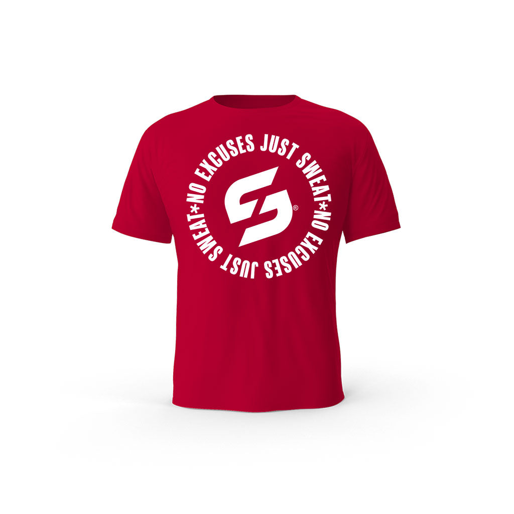 Strong Work No excuses just Sweat organic cotton short sleeve T-shirt for women - RED
