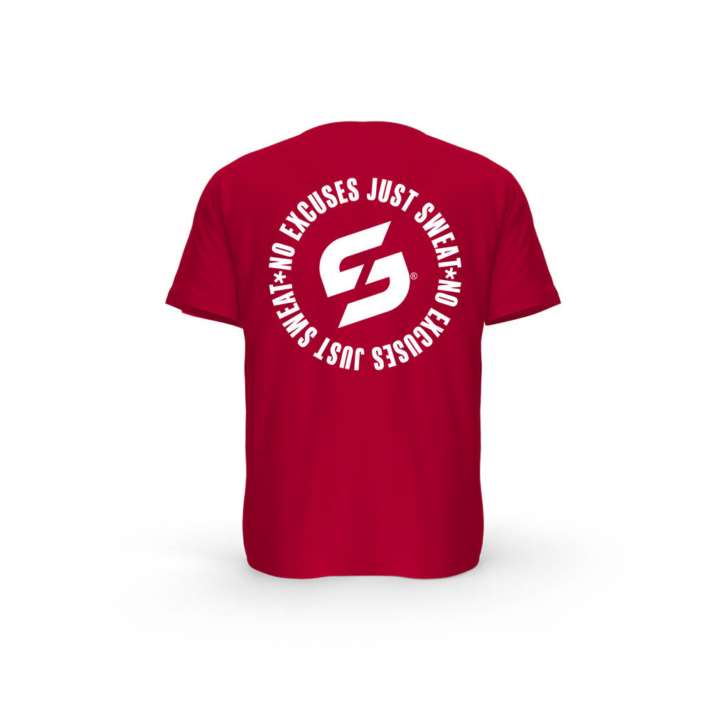 Strong Work Inspiration No excuses just Sweat organic cotton short sleeve T-shirt for men - RED BACK VIEW