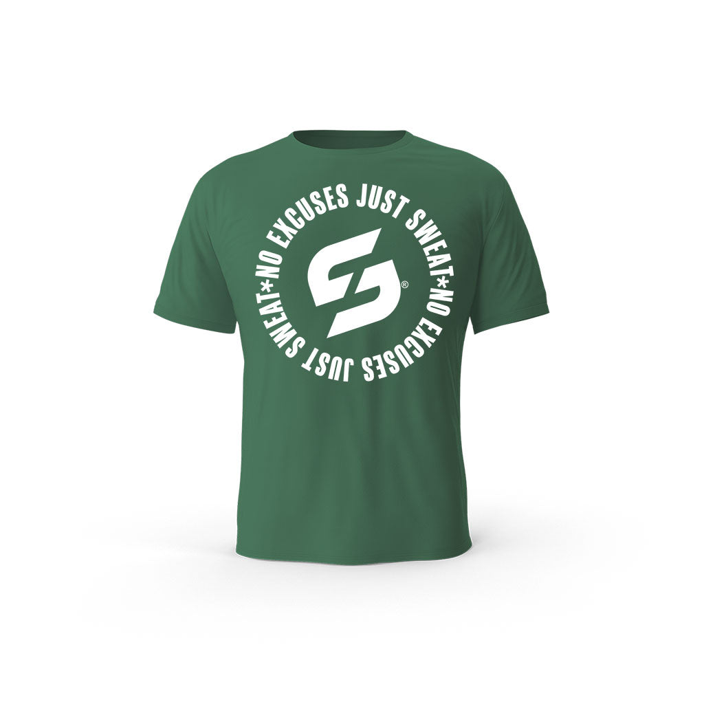 Strong Work No excuses just Sweat organic cotton short sleeve T-shirt for men - BOTTLE GREEN