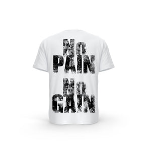 STRONG WORK SHORT SLEEVE T-SHIRT IN ORGANIC COTTON "NO PAIN NO GAIN/GRUNGE EDITION" FOR WOMEN - WHITE BACK VIEW