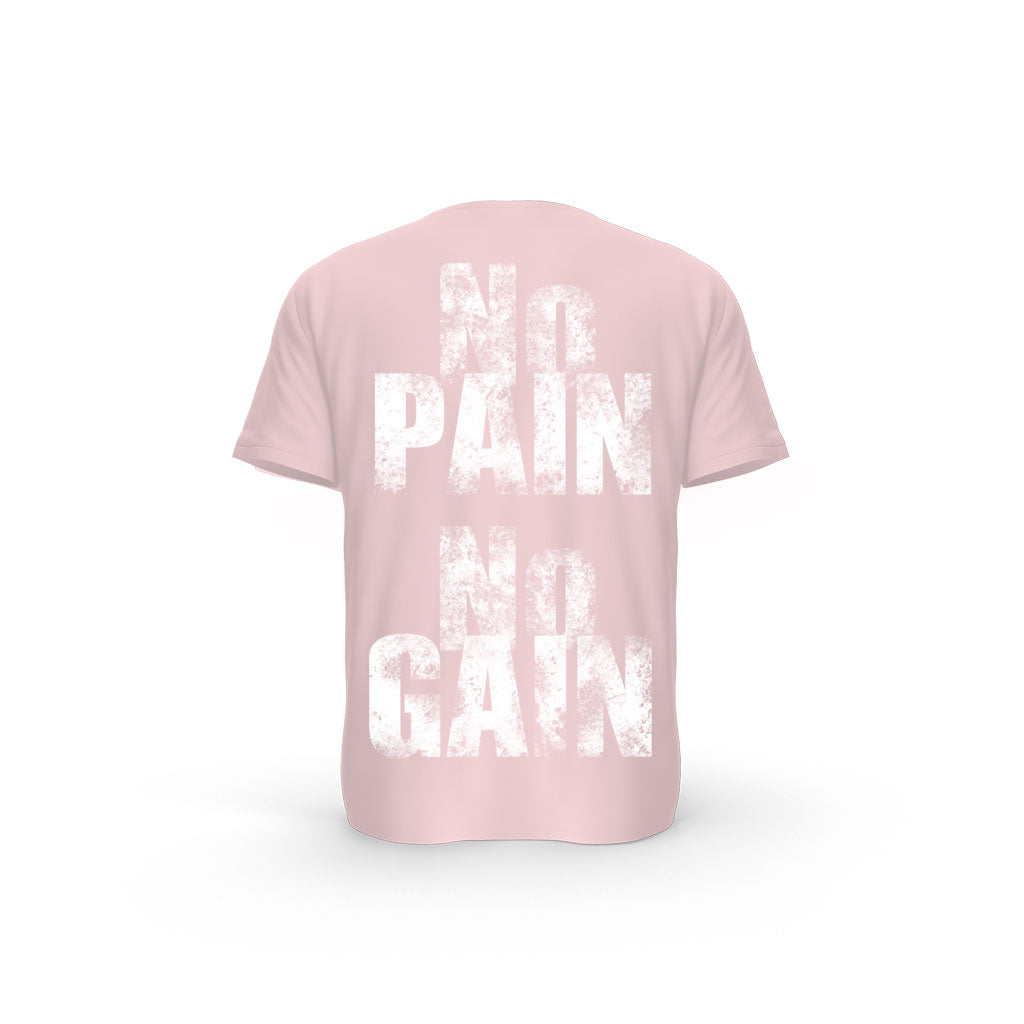 STRONG WORK SHORT SLEEVE T-SHIRT IN ORGANIC COTTON "NO PAIN NO GAIN/GRUNGE EDITION" FOR MEN - COTTON PINK BACK VIEW