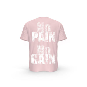 STRONG WORK SHORT SLEEVE T-SHIRT IN ORGANIC COTTON "NO PAIN NO GAIN/GRUNGE EDITION" FOR MEN - COTTON PINK BACK VIEW