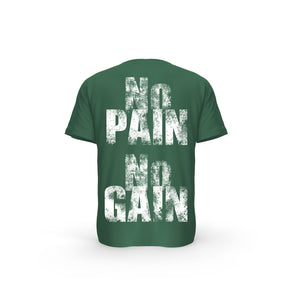 STRONG WORK SHORT SLEEVE T-SHIRT IN ORGANIC COTTON "NO PAIN NO GAIN/GRUNGE EDITION" FOR MEN - BOTTLE GREEN BACK VIEW