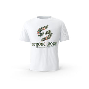 Strong Work Green Leaf Edition organic cotton T-shirt for men - WHITE T-SHIRT
