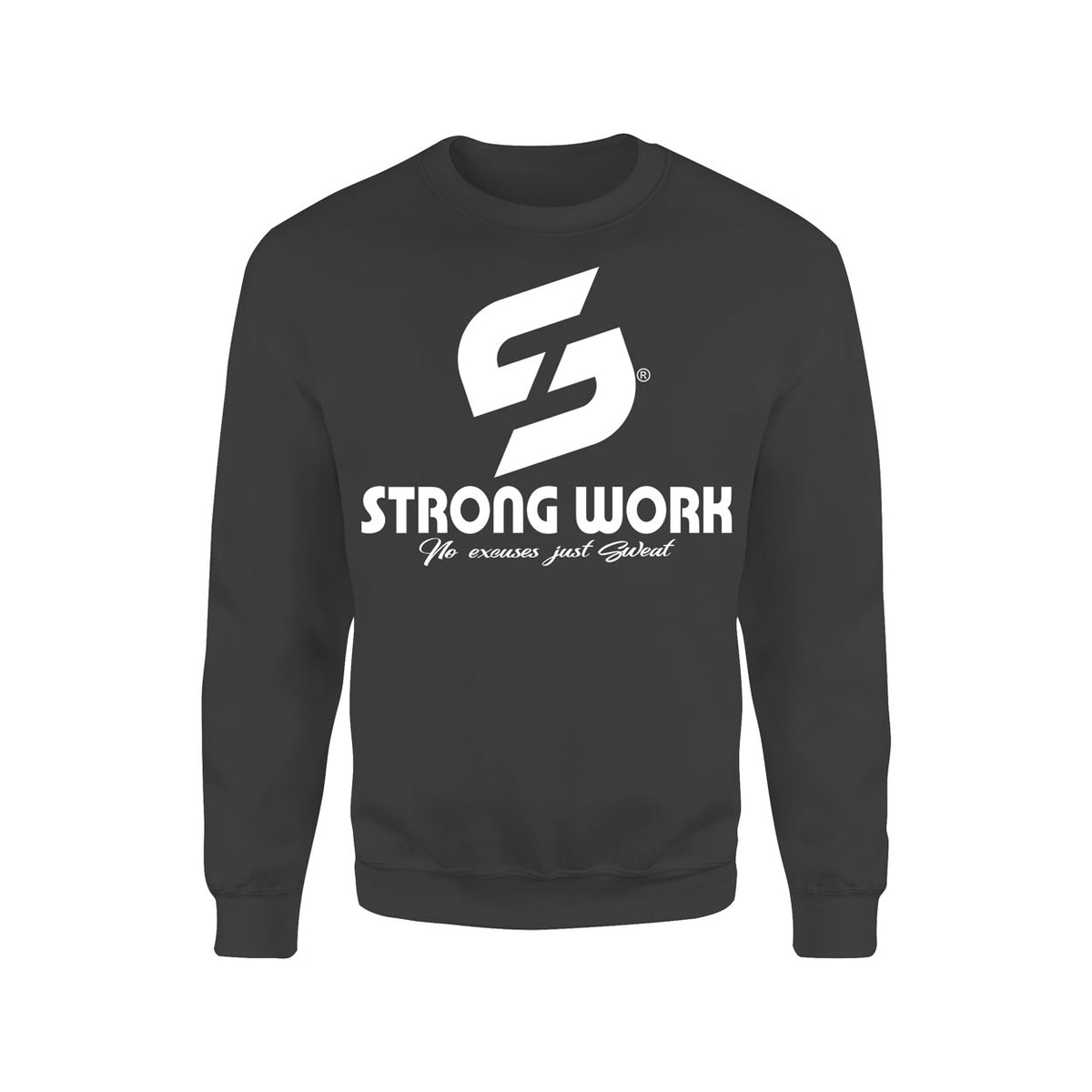 STRONG WORK SWEATSHIRT IN ORGANIC COTTON "BODY UNDER CONSTRUCTION" FOR MEN - BLACK