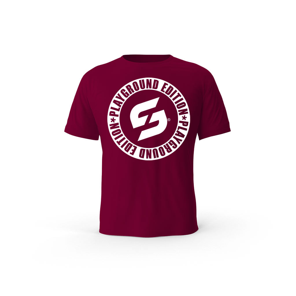 Strong Work Playground Edition organic cotton short sleeve T-shirt for women - BURGUNDY