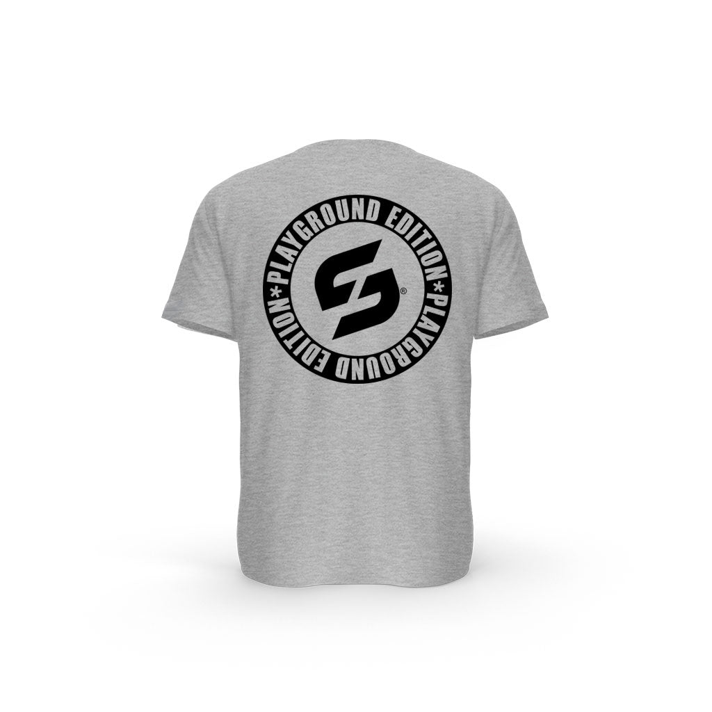 Strong Work Inspiration No excuses just Sweat Black Edition organic cotton short sleeve T-shirt for men - HEATHER GREY BACK VIEW