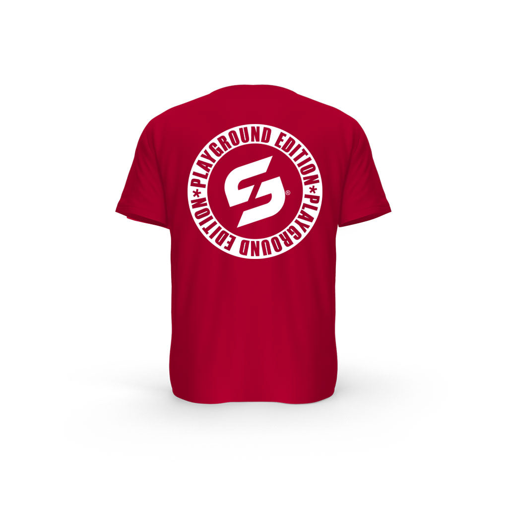 Strong Work Inspiration No excuses just Sweat Black Edition organic cotton short sleeve T-shirt for men - RED BACK VIEW