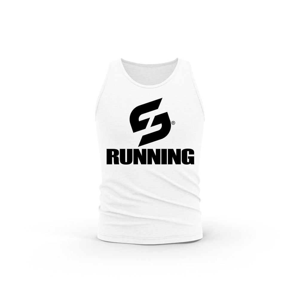 STRONG WORK TANK TOP IN ORGANIC COTTON "RUNNING" FOR MEN - WHITE
